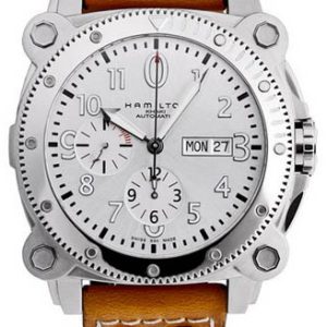 Hamilton Herrklocka H78616553 Khaki Silverfärgad/Läder Ø46 mm