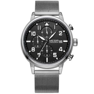 Megir Chrono Pilot Silver