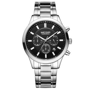 Megir Classic Chrono Silver Black