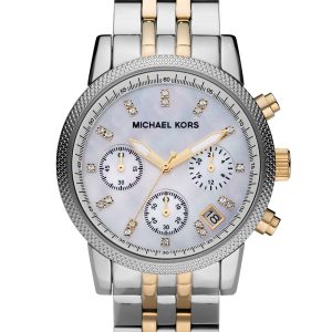 Michael Kors Damklocka MK5057 Ritz Vit/Gulguldtonat stål Ø38 mm