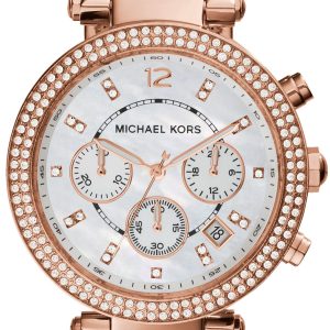 Michael Kors Damklocka MK5491 Parker Vit/Roséguldstonat stål Ø39 mm