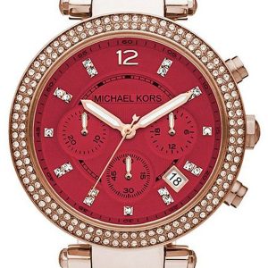 Michael Kors Damklocka MK6106 Röd/Roséguldstonat stål Ø39 mm