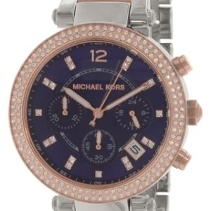 Michael Kors Damklocka MK6141 Parker Blå/Roséguldstonat stål Ø39