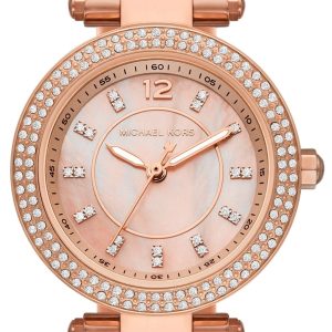 Michael Kors Damklocka MK6922 Parker Rosa/Roséguldstonat stål Ø28