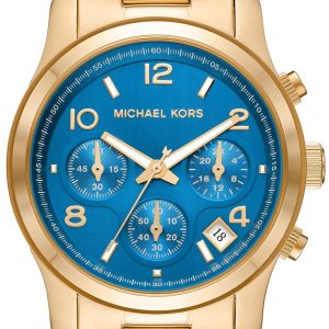 Michael Kors Damklocka MK7353 Runway Blå/Guldtonat stål Ø38 mm