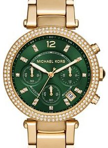 Michael Kors Parker Damklocka MK6263 Grön/Gulguldtonat stål Ø39 mm