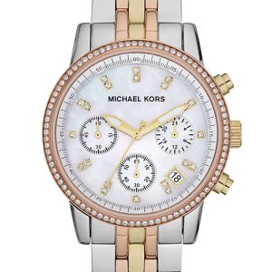 Michael Kors Ritz Damklocka MK5650 Vit/Roséguldstonat stål Ø36 mm