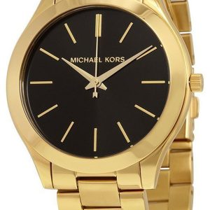 Michael Kors Runway Damklocka MK3478 Svart/Gulguldtonat stål Ø42 mm