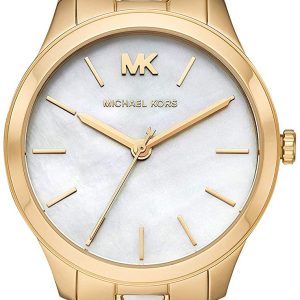 Michael Kors Runway Damklocka MK6689 Vit/Gulguldtonat stål Ø38 mm