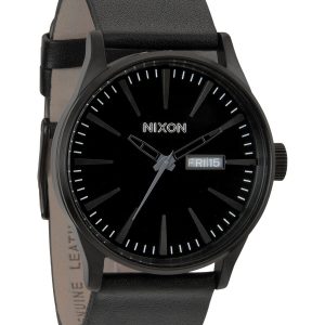 Nixon Herrklocka A105001-00 The Sentry Leather Svart/Läder Ø42 mm