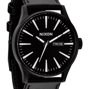 Nixon Herrklocka A105005-00 The Sentry Leather Svart/Läder Ø42 mm