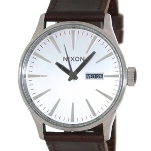 Nixon Herrklocka A1051113-00 The Sentry Leather Silverfärgad/Läder