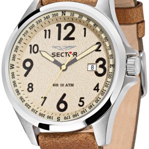 Sector Herrklocka R3251180012 Beige/Läder Ø45 mm