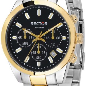 Sector Herrklocka R3273786001 Svart/Gulguldtonat stål Ø41 mm