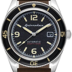 Spinnaker Herrklocka SP-5055-01 Fleuss Svart/Läder Ø43 mm