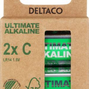 DELTACO Ultimate Alkaline batterier LR14/C - 2-pack