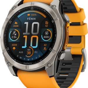 Garmin Fenix 8 Amoled 51mm, Sapphire Titanium - Spark Orange/Graphite Silicone Strap