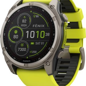 Garmin Fenix 8 Solar 51mm, Sapphire Solar Titanium - Amp Yellow/Graphite Silicone Strap