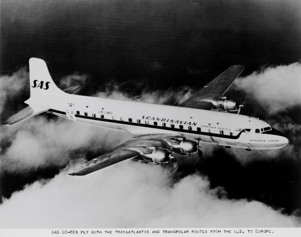 67 type of aircraft used on the premiere tour 1954 dc 6b credit @sas scandinavian airlines