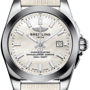 Breitling Damklocka W72348121A1X1 Galactic 29 Sleek Vit/Läder Ø29 mm