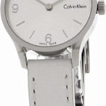 calvin klein damklocka k7v231l6 silverfärgad/läder ø26 mm