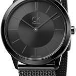 calvin klein minimal damklocka k3m224b1 svart/stål ø35 mm