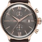 cerruti 1881 herrklocka cra178sr13br grå/läder ø45 mm