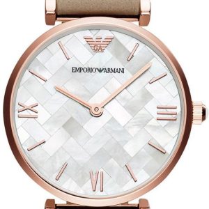 Emporio Armani Damklocka AR11111 Dress Vit/Läder Ø32 mm