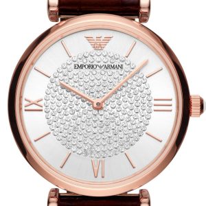 Emporio Armani Damklocka AR11269 Gianni T-bar Silverfärgad/Läder