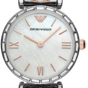 Emporio Armani Damklocka AR11290 Gianni T-Bar Vit/Roséguldstonat