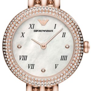 Emporio Armani Damklocka AR11355 Rosa Vit/Roséguldstonat stål Ø30