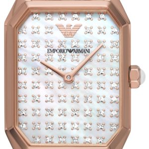 Emporio Armani Damklocka AR11389 Gioia Vit/Roséguldstonat stål Ø24