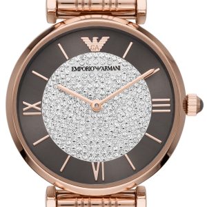 Emporio Armani Damklocka AR11402 Gianni T-bar Brun/Roséguldstonat