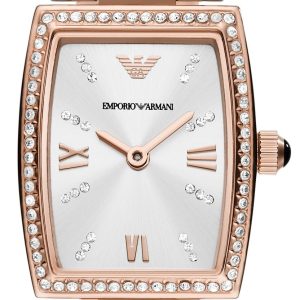 Emporio Armani Damklocka AR11406 Gianni T-bar Vit/Roséguldstonat