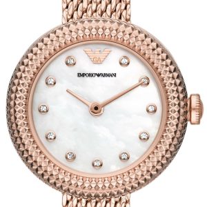 Emporio Armani Damklocka AR11416 Rosa Vit/Roséguldstonat stål Ø26