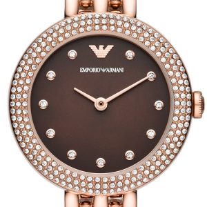 Emporio Armani Damklocka AR11418 Rosa Brun/Roséguldstonat stål Ø30