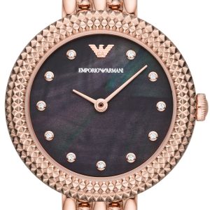 Emporio Armani Damklocka AR11432 Rosa Svart/Roséguldstonat stål