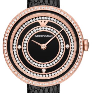 Emporio Armani Damklocka AR11493 Rosa Svart/Läder Ø30 mm