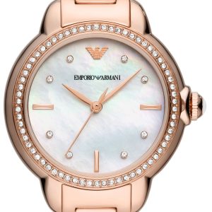 Emporio Armani Damklocka AR11523 Mia Vit/Roséguldstonat stål Ø32 mm