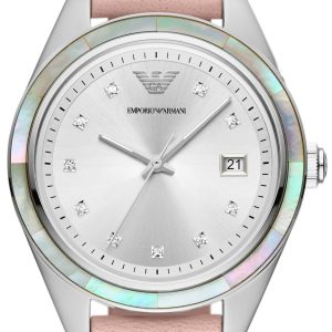 Emporio Armani Damklocka AR11547 Leo Silverfärgad/Läder Ø36 mm