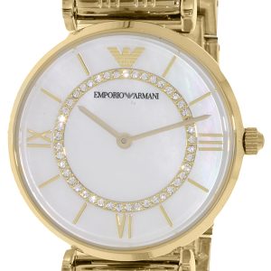 Emporio Armani Damklocka AR1907 Dress Vit/Gulguldtonat stål Ø32 mm