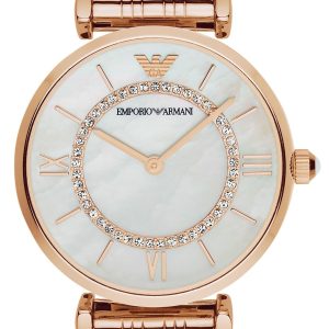 Emporio Armani Damklocka AR1909 Gianni T-Bar Vit/Roséguldstonat