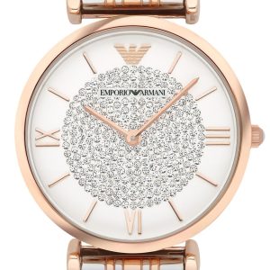 Emporio Armani Damklocka AR1926 Gianni T-Bar Vit/Roséguldstonat