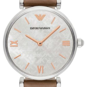 Emporio Armani Damklocka AR1988 Retro Vit/Läder Ø32 mm