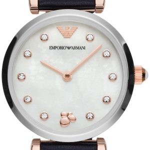 Emporio Armani Damklocka AR80036 Gianni T-Bar Vit/Läder Ø28 mm