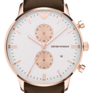 Emporio Armani Herrklocka AR0398 Classic Vit/Läder Ø43 mm