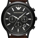 emporio armani herrklocka ar11078 svart/läder ø43 mm