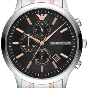 Emporio Armani Herrklocka AR11165 Renato Svart/Roséguldstonat stål