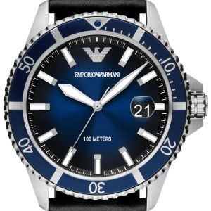 Emporio Armani Herrklocka AR11516 Diver Blå/Läder Ø42 mm