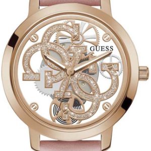 Guess Damklocka GW0383L2 Quattro Skelettskuren/Läder Ø36 mm